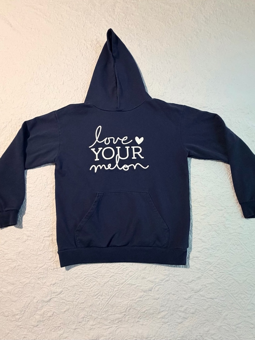 Love Your Melon Hoodie | Navy | Script Logo | Pullover | Medium